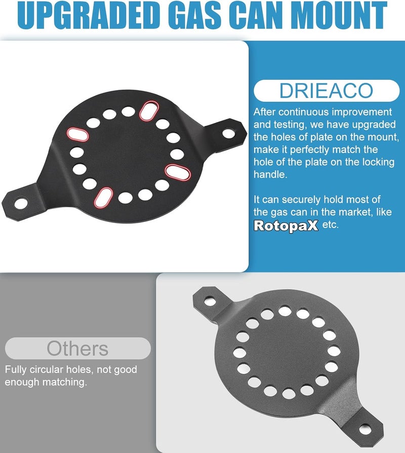 Drieaco Upgraded UTV Gas Can Mount, Water Tank Oil Can Holder Gasoline Pack Fuel Container Mounting Bracket for UTV ATV Polaris RZR Ranger Can-Am Maverick Defender krx Talon Pioneer with 1-2" Roll Bar - Image 5